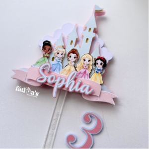 Little Princesses Cake Topper – Custom Name, Age Birthday Decor