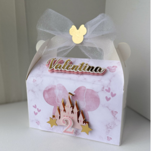 Personalized Princess Castle Favor Boxes, Custom Minnie Pink Birthday Treat Boxes