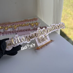 Marble Pink & Gold Physical Watermark, Custom Acrylic Social Media Sign